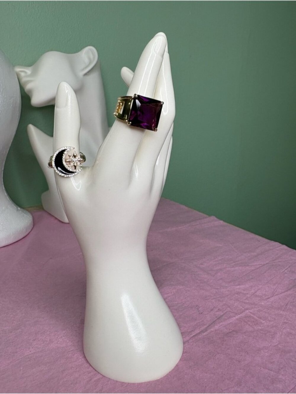 Purple Square-Cut Statement Ring - Women's Fashion Fancy jewelry size